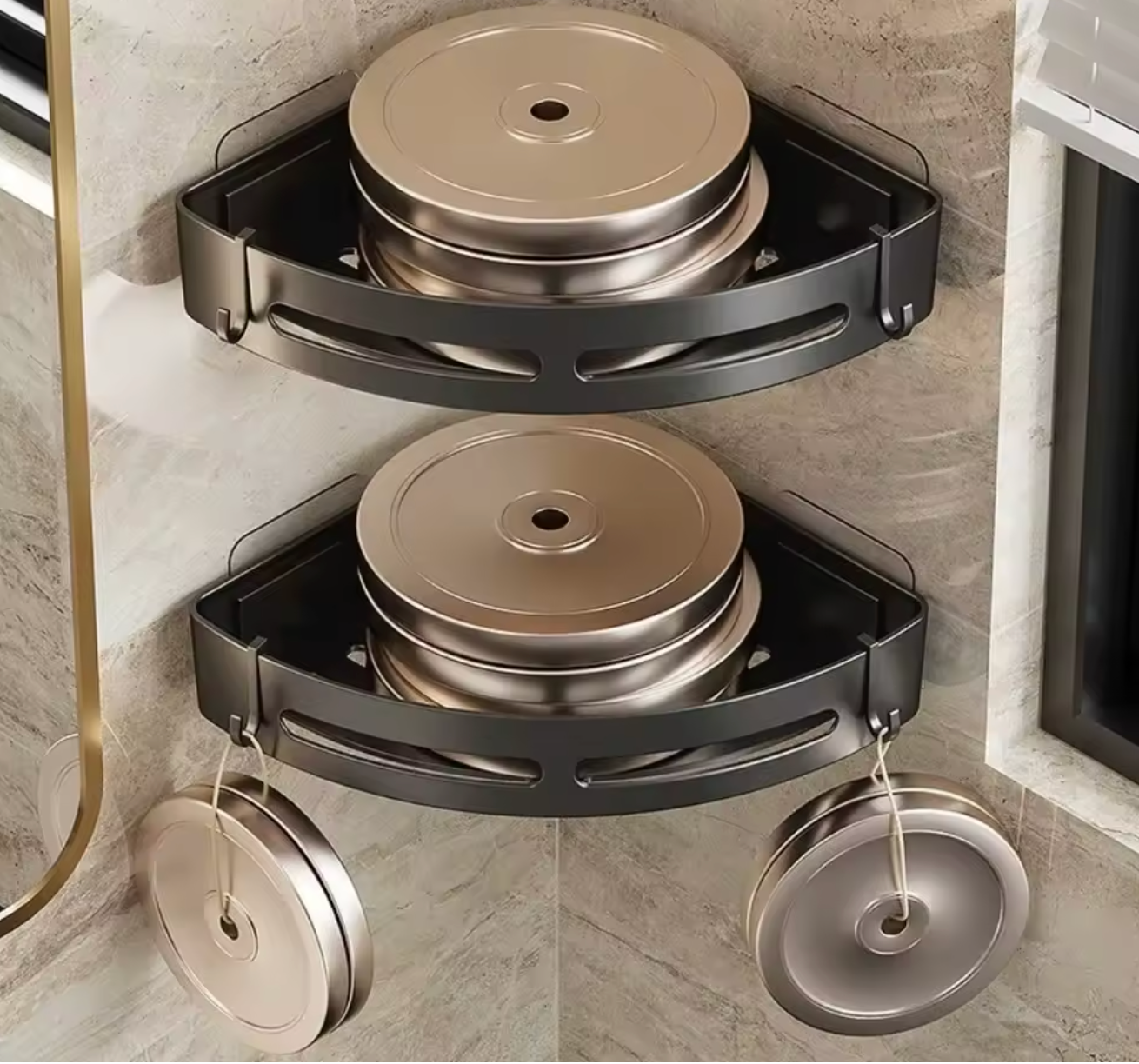 No Drill 1/3 PCS Bathroom Shelf, Storage Organizer